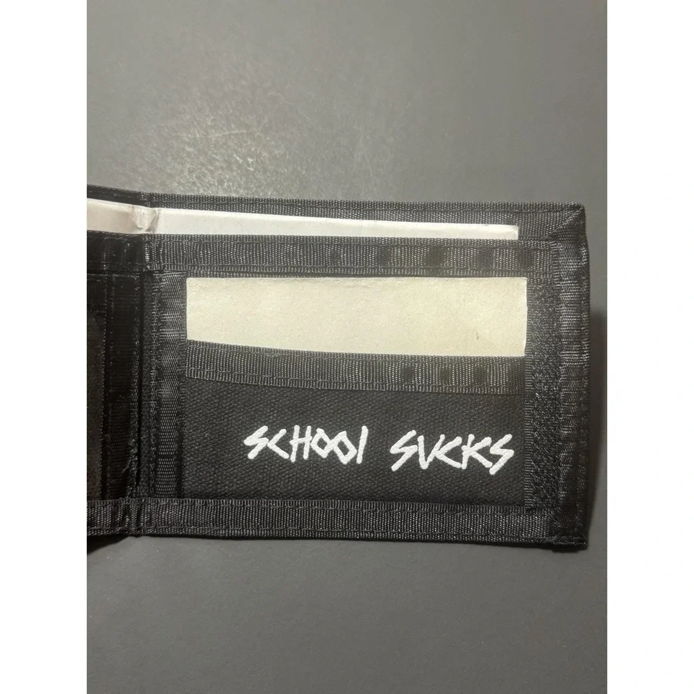 Y2K ZERO‎ School Sucks Skateboarding Black Canvas Wallet